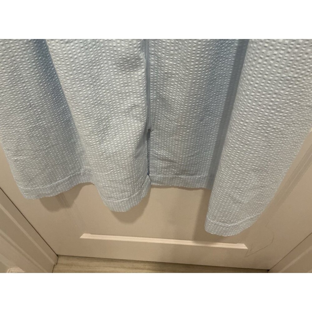 Miss Elaine Robe Large Seersucker Long Zip Up Pockets Light Blue - Picture 4 of 9